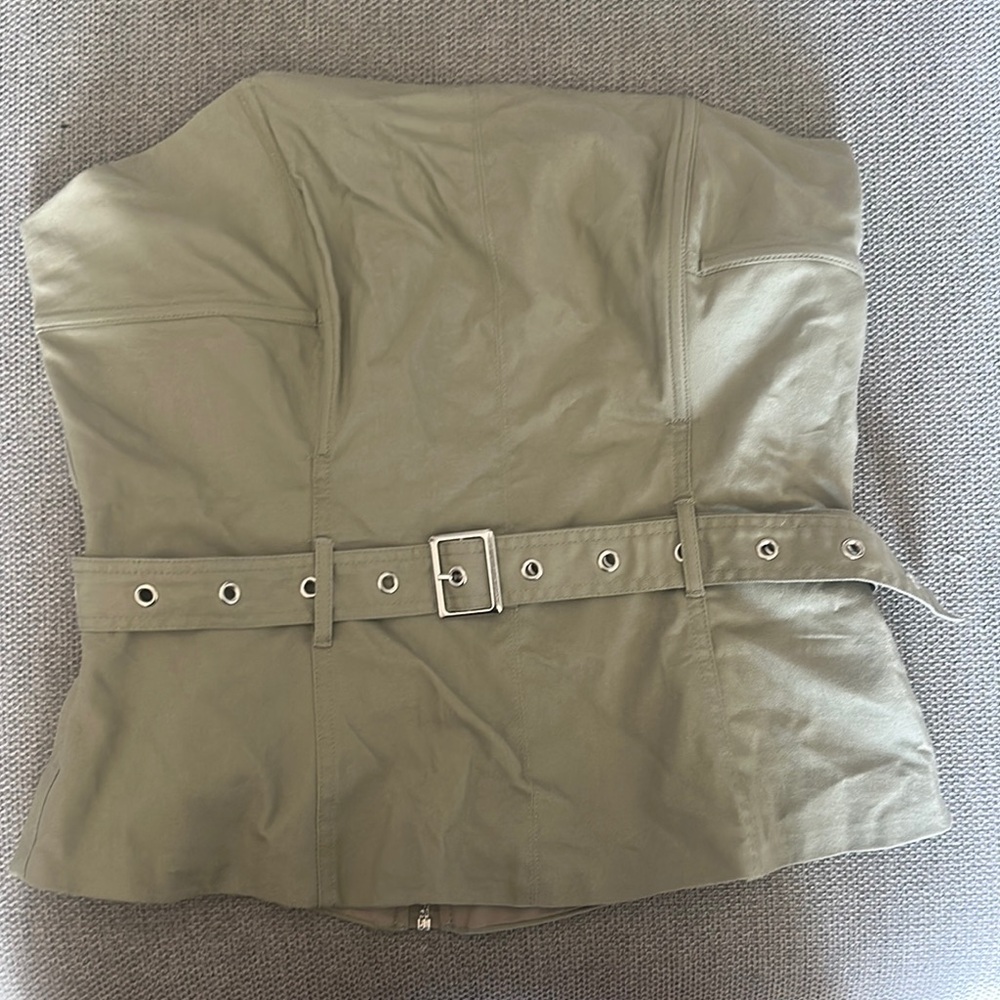 Mango Olive Green Strapless Top